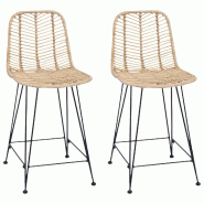 VidaXL Chaise de bar 2 pcs Naturel 44,5 x 54,5 x 97,5 cm Modèle Apex Ligne - 42011546_0