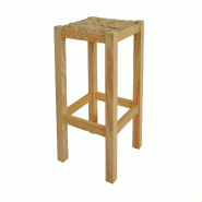 WellHome - Tabouret rustique carré haut en bois finition vernie 32,5x32,5x70 cm - beige WH13183