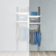 Élément suivant Zetawall chrome 2 tablettes blanc + 1 penderie L60xH240cm