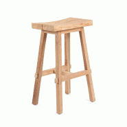 Bazar Bizar Tabouret de bar en bois de teck 47x28x75 cm naturel - JAECOL018N