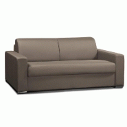 CANAPÉ CONVERTIBLE 3- ALLURE MATELAS MÉMORY  20CM  LATTES 160CM CUIR VACHETTE TAUPE CLAIR