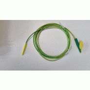 CHAUVIN ARNOUX - Cordon de mise à la terre 3m - Vert et Jaune - Connectique Banane 2mm et Pince Crocodile