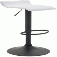 Décoshop26 - Tabouret de bar x1 design minimaliste hauteur réglable repose-pieds en PVC blanc et métal noir 10_0005613 - blanc métal 3000265119506
