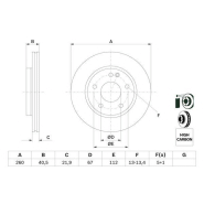 Disque de frein Bosch 0986478875 - ventilé, 5 trous, avant - boîte de 2 disques Disque de frein Bosch 0986478875 - ventilé, 5 trous, avant - boîte de 2 disques