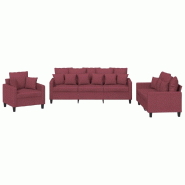 Ensemble de canapés 3 pcs avec coussins rouge bordeaux tissu Modèle AbriExtérieur 26 - 8721012066052