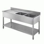 Gasfrit- Evier industriel en acier inoxydable 2 bacs et 1 égouttoir 1600 x 600 x 600 x 850 mm - inox 2304242309423