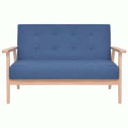 Helloshop26 - Canapé 2 places de salon salle de séjour maison intérieur tissu bleu 02_0020213 - bleu Bois massif 3001068688008