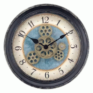 IvoQ Horloge Murale Industrielle avec Engrenages Mobiles - Mouvement Silencieux - Métal - Ø 32 cm - métal 8721161176541