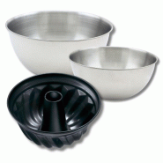 Lot comprenant avec 1 moule à kouglof 25 cm, 1 spatule Zenker et 2 bols à mixer en inox Fackelmann - noir métal 3176239936414