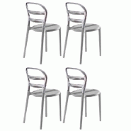 LOT DE 4 CHAISES DESIGN DEJAVU EN POLYCARBONATE TRANSPARENT ET BLANC