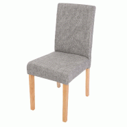 Mendler Chaise de salle à manger Littau, chaise de cuisine chaise, tissu/textile ~ gris, pieds clairs - gris textile 74387