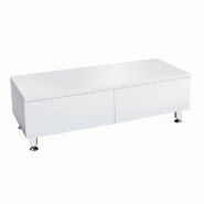 Meuble bas 2 tiroirs blanc laqué - MDF - 120x50x40cm - Pieds 12cm non réglables
