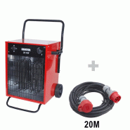PACK Chauffage mobile sur roues électrique DANIA 22 kW + Rallonge 20 m 400 V - INELCO/HEATCOM - 88850729+3160114_0