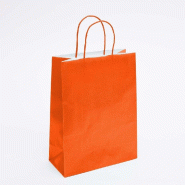 Sac kraft orange givrée poignées torsadées coordonnées 22x10x29 cm - par 50