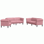 VidaXL Ensemble de canapés 3 pcs rose velours Modèle Dervoria - 3209212