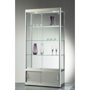 Vitrine haute argent l 100 cm avec rangement et eclairage led_1