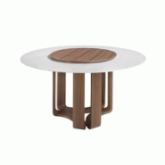 AC ANGEL CERDA Angel Cerdá Table à manger ronde marbre porcelaine et noyer 1137C Ø150 x 75 - blanc céramique 8435631027867 AC ANGEL CERDA Angel Cerdá Table à manger ronde marbre porcelaine et noyer 1137C Ø150 x 75 - blanc céramique 8435631027867