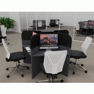 Bureau call center 5 places forme marguerite avec cloisons acoustiques. - anthracite, 5 places, noir da023_0