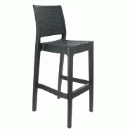 Chaise haute de bar empilable d'extérieur en résine Cuba coloris gris foncé (4)