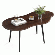 COSTWAY Table en Bois, Forme Nuage avec Cadre Métallique, Moderne, pour Salon et Bureau, 100x51x44 cm, Marron - marron Bois manufacturé TH32194IF