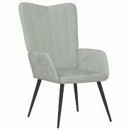 Décoshop26 - Fauteuil chaise de canapé design simple en velours gris clair DEC026674 - gris 3000255948376