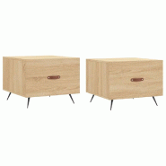 Décoshop26 - Lot de 2 tables de chevets avec tiroir 50 x 50 x 40 cm bois d'ingénierie couleur chêne et fer DEC040386 - Bois massif 3000264908880
