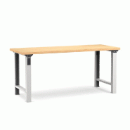 Établi plateau bois L.2000 mm et pieds en métal NOVALP