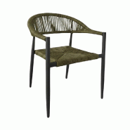 Fauteuil kilian en corde torsadé style contemporain pour extérieur - tigaone - vert 3701680323669