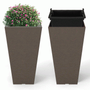 Helloshop26 - Lot de 2 jardinières carrées en forme de cône 29,5 x 29,5 x 57 cm avec système d'auto-arrosage effet bois en PP marron 20_0012464 - Helloshop26 - Lot de 2 jardinières carrées en forme de cône 29,5 x 29,5 x 57 cm avec système d'auto-arrosage effet bois en PP marron 20_0012464 -