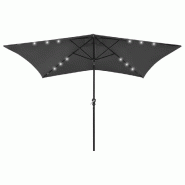 Helloshop26 - Parasol avec led et mât en acier 2 x 3 m anthracite 02_0008066 - acier 3000431882722