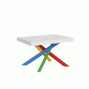 Itamoby Table Extensible 120/380X90 Cm Volantis Frêne Blanc Pieds Multicolores 4/B - blanc 8050598907573