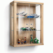 K-Möbel suspension vitrine en verre en hêtre (80x60x25 cm) avec 2 étagères en verre réglables en hauteur - modèle de voiture vitrine d'argent -