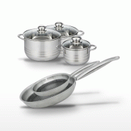 Lot 2 Poêles 24/28cm & 3 Faitouts 16/20/24cm Elo Relief Solution - gris 3176239942132