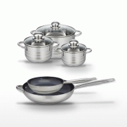 Lot de 2 Poêles 24/32 cm et 3 Faitouts 14/16/24 cm Elo Profi Therm Platinum - gris inox 3176239970227