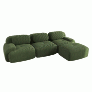 Merax canapé modulable en corde 3 places avec 1x tabouret, canapé nuage sans cadre, près du sol avec assise profonde, doux et confortable, - vert m_0