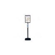Poteau distributeur 158 cm - 1 face pour bouteilles gel 300 à 1000 ml - Cadre pancarte A3 portrait ou paysage - Gris clair - Réf : 214960 Poteau distributeur 158 cm - 1 face pour bouteilles gel 300 à 1000 ml - Cadre pancarte A3 portrait ou paysage - Gris clair - Réf : 214960