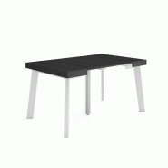 SKRAUT HOME Table console extensible, 140, Pour 6 personnes, Pieds en bois, Noir - noir Bois manufacturé 242_6