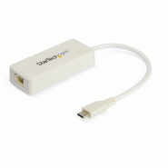 StarTech.Com Adaptateur USB-C vers Gigabit Ethernet avec port USB-A - Adaptateur Réseau Blanc 1Gbps NIC USB 3.0/3.1 Type C - 1GbE USB-C RJ45/LAN TB3 Compatible Win, Mac, Chromebook
