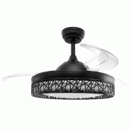 Ventilateur de plafond lumière LED 76W Ø107cm 3 Pales rétractables 6 vitesses Télécommande Minuterie 8h Mode Eté/Hiver Jocca - noir 8435253581624