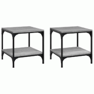 VidaXL Tables d'appoint 2pcs Sonoma gris 40x40x40 cm Bois d'ingénierie Modèle Patio Phi Prime Plus - 819384