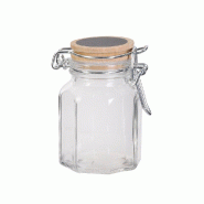 Bocal en verre avec couvercle craie L 8.7 x P 5.5 x H 8 cm