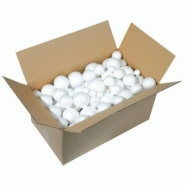 Carton de 100 boules polystyrène blanches avec 5 diamètres assortis : 30mm  50mm  60mm  70mm et 80mm