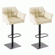 CLP Lot de 2 tabourets de bar Damaso similicuir Crème/Noir - beige polyester 314933