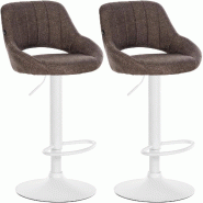 CLP Lot de 2 tabourets de bar Milet tissu Marron/Métal blanc mat - marron textile 324422