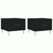 Décoshop26 - Lot de 2 tables de chevets avec tiroirs 50 x 50 x 40 cm bois d'ingénierie noir et fer DEC040423 - noir Bois massif 3000264931611