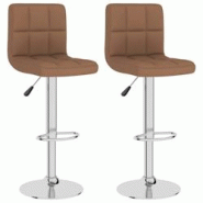 Décoshop26 - Lot de 2 tabourets de bar chaises hautes en tissu marron cadre en acier DEC029778 - marron 3000257551666 Décoshop26 - Lot de 2 tabourets de bar chaises hautes en tissu marron cadre en acier DEC029778 - marron 3000257551666