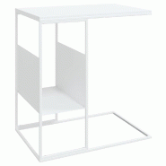 Décoshop26 - Table d'appoint en forme de C 55 x 36 x 59,5 cm bois d'ingénierie blanc et fer DEC040260 - blanc Bois massif 3000264834233