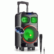 Enceinte active sono 120w NGS wilddubzero - 8" woofer compatible avec bluetooth et tws - usb/sd/bt. Batterie 7 heures - 3666638041661