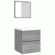 Helloshop26 - Armoire lavabo de salle de bain et bassin et miroir gris sonoma 02_0006645 - 3000364447760 Helloshop26 - Armoire lavabo de salle de bain et bassin et miroir gris sonoma 02_0006645 - 3000364447760