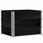 Helloshop26 - Jardinière bac lit surélevé plantes fleurs terrasse jardin 80 x 60 cm bois massif de pin noir 02_0037886 - noir métal 3000217869640